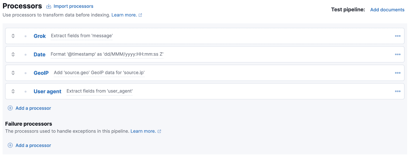ElasticSearch Ingest Pipeline - Processors List